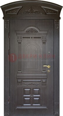 Темная уличная дверь с массивом дуба с узором ДМД-58 в Казани