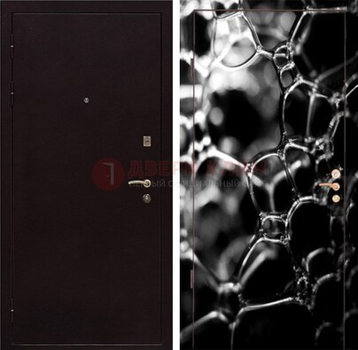 Черная стальная дверь с порошковым окрасом с фотопечатью ДП-158 в Долгопрудном