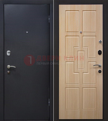 Черная железная дверь с порошковым покрытием ДП-187 в Долгопрудном