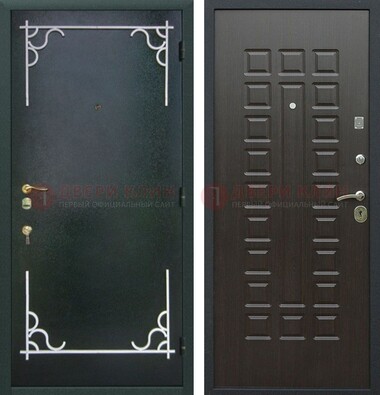 Темная входная дверь с порошковым покрытием и МДФ венге ДП-223 в Долгопрудном