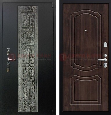 Темная входная дверь с порошковым покрытием и МДФ внутри ДП-224 в Долгопрудном