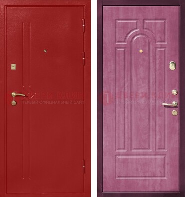 Красная входная дверь с порошковым напылением ДП-240 в Долгопрудном