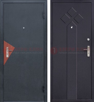 Черная входная дверь с порошковым напылением и узором внутри ДП-241 в Долгопрудном