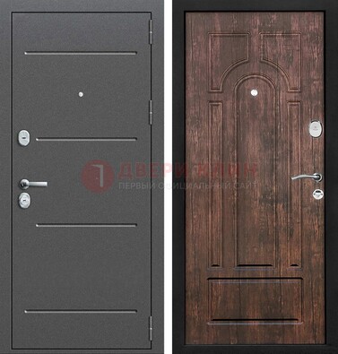 Железная дверь Антик серебро с порошковым напылением и МДФ Тисненый орех ДП-260 в Долгопрудном