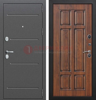 Стальная дверь с порошковым покрытием Антик серебро и филенчатой МДФ ДП-267 в Долгопрудном