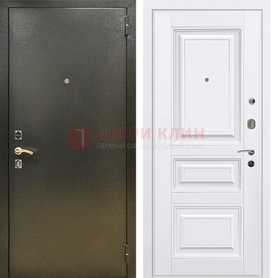 Железная темно-серая дверь с порошковым напылением и белой МДФ ДП-274 в Долгопрудном