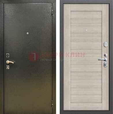 Стальная темно-серая дверь с порошковой отделкой и МДФ панелью ДП-278 в Долгопрудном