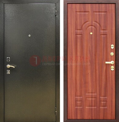 Входная темно-серая дверь с порошковой отделкой и МДФ Миланский орех ДП-281 в Долгопрудном