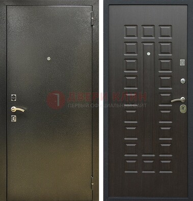 Темно-серая железная дверь с порошковым покрытием и МДФ Венге ДП-287 в Долгопрудном