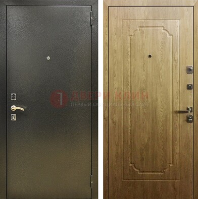 Темно-серая входная дверь с порошковым покрытием и МДФ Золотой дуб ДП-291 в Долгопрудном