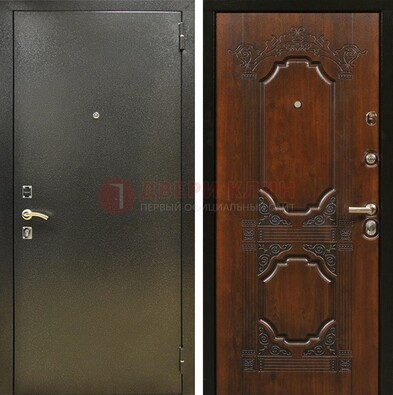 Входная дверь Темное серебро с порошковым покрытием и МДФ с узором ДП-293 в Долгопрудном