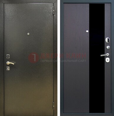 Входная темная дверь с порошковым покрытием и МДФ со стеклом ДП-294 в Долгопрудном