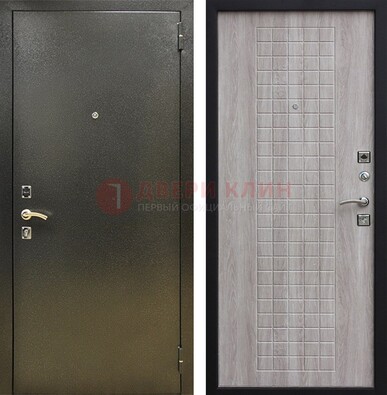 Железная темная дверь с порошковым покрытием и филенчатой МДФ ДП-297 в Долгопрудном