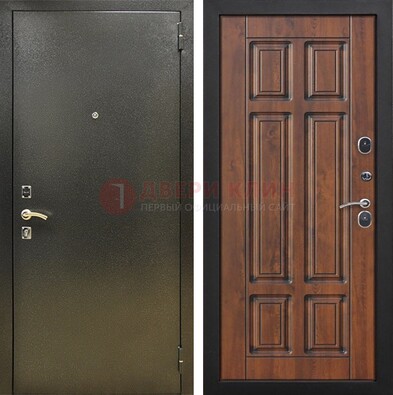 Металлическая входная темная дверь с порошковым напылением и МДФ ДП-299 в Долгопрудном