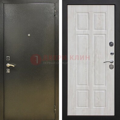 Входная темно-серая дверь с порошковым напылением и МДФ с филенкой ДП-302 в Долгопрудном