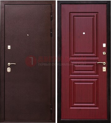 Бордовая входная дверь с порошковым окрасом ДП-36 в Долгопрудном