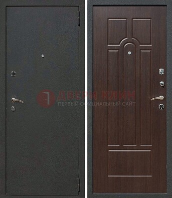 Черная металлическая дверь с порошковым окрасом ДП-47 в Долгопрудном