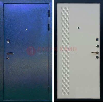Синяя железная дверь с порошковым напылением ДП-49 в Долгопрудном