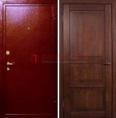 Красная железная дверь с порошковым окрасом ДП-58 в Долгопрудном