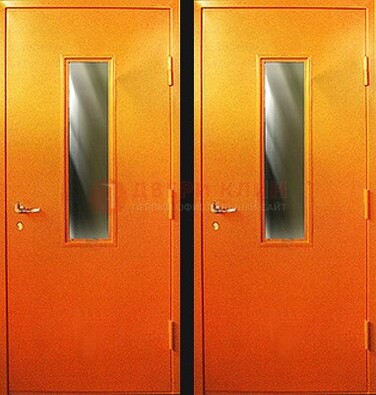 Оранжевая противопожарная дверь со вставкой из стекла ДПП-8 в Долгопрудном