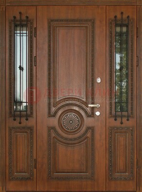 Парадная распашная стальная дверь Винорит со стеклом ДПР-106 в Долгопрудном