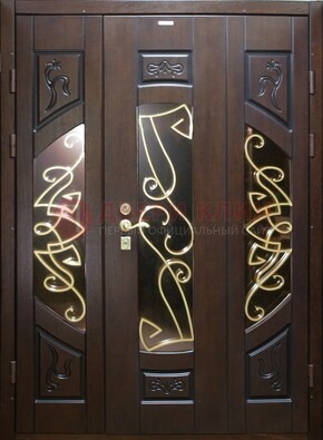 Парадная дверь со стеклом и ковкой ДПР-1 в каркасный дом в Долгопрудном