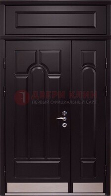 Парадная дверь с металлическими вставками ДПР-47 и фрамугой в Долгопрудном