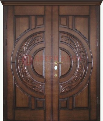 Утепленная коричневая стальная парадная дверь ДПР-51 в Долгопрудном