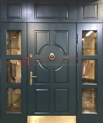 Стальная парадная дверь ДПР-64 со стеклопакетом в Долгопрудном