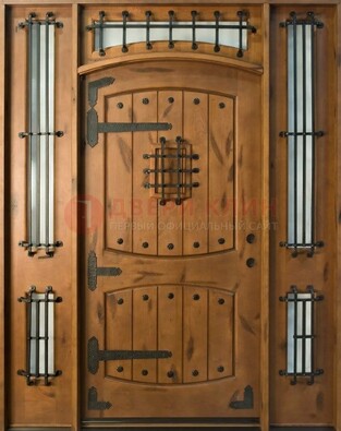 Парадная дверь с коваными элементами ДПР-68 в коттедж в Долгопрудном