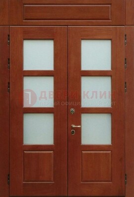 Металлическая парадная дверь со стеклом ДПР-69 для загородного дома в Чебоксарах