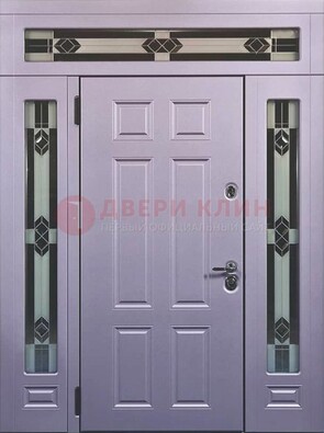 Филенчатая железная парадная дверь с фрамугами ДПР-82 в Долгопрудном