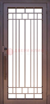 Стальная решетчатая дверь в коричневом цвете ДР-12 в Долгопрудном