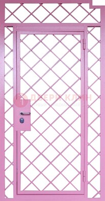 Розовая металлическая решетчатая дверь ДР-15 в Долгопрудном