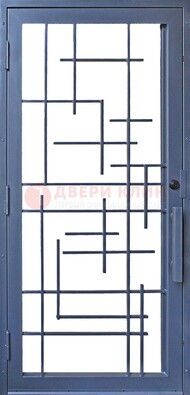 Современная железная решетчатая дверь синяя ДР-31 в Долгопрудном