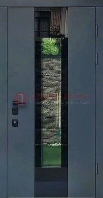 Современная дверь со стеклом для коттеджа ДС-40 в Долгопрудном
