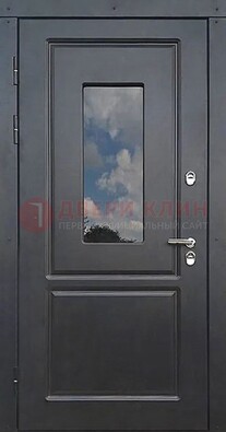 Чёрная металлическая дверь со стеклом ДС-77 в Долгопрудном