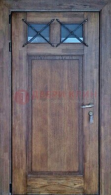 Металлическая дверь с Виноритом со стеклом и ковкой под старину ДСК-209 в Долгопрудном