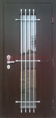 Современная стальная дверь с Виноритом стеклом и ковкой ДСК-262 в Тольятти