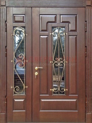 Стальная распашная дверь Винорит стекло и ковка ДСК-274 в Долгопрудном