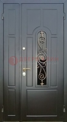 Металлическая дверь Винорит со стеклом в темном цвете ДСК-276 в Долгопрудном