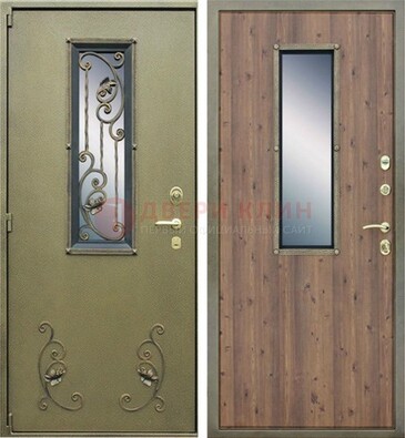 Офисная железная дверь со стеклом и ковкой ДСК-44 в Долгопрудном