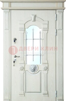 Герметичная входная дверь со стеклом и ковкой с украшением ДСК-64 в Долгопрудном