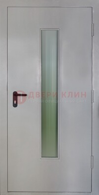 Белая металлическая противопожарная дверь со стеклянной вставкой ДТ-2 в Долгопрудном