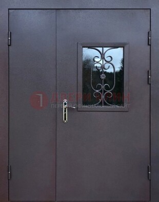 Тамбурная дверь Порошок со стеклом и ковкой ДТМ-48 в Долгопрудном