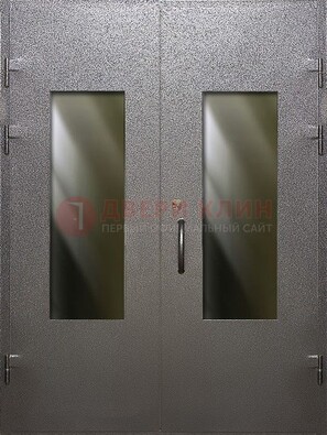 Серая тамбурная дверь со стеклянными вставками ДТМ-8 в Долгопрудном