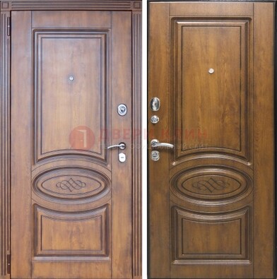 Коричневая металлическая дверь с виноритом ДВТ-10 в Долгопрудном