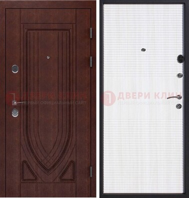 Уличная темная филенчатая дверь с виноритом и МДФ Белый ясень ДВТ-141 в Долгопрудном