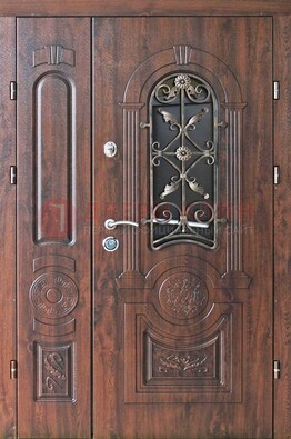 Металлическая дверь с узором и виноритом ДВТ-146 в Долгопрудном