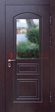 Темная железная дверь с виноритом и стеклом ДВТ-162 в Самаре